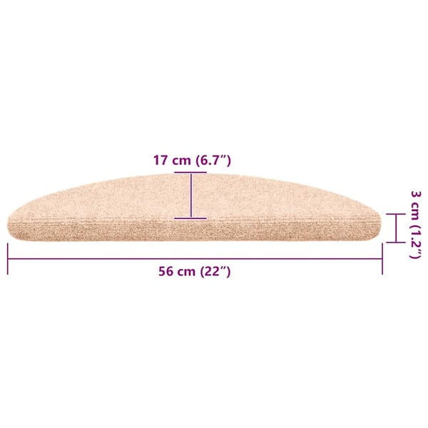 vidaXL Trappematter selvklebende 30 stk 56x17x3 cm lysebrun halvrund