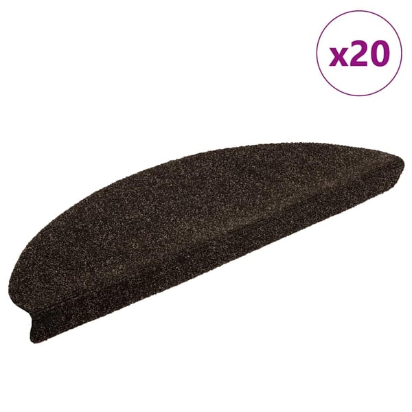 vidaXL Trappematter selvklebende 20 stk 65x21x4 cm mørkebrune halvrund store