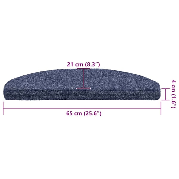 vidaXL Trappematter selvklebende 20 stk 65x21x4 cm blå halvrund store