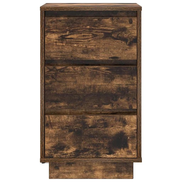 vidaXL Nattbord med LED-lys røkt eik 38x34x65 cm