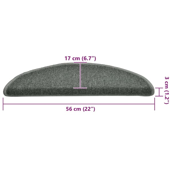 vidaXL Trappematter 30 stk 56x17x3 cm mørkegrønne halvrund