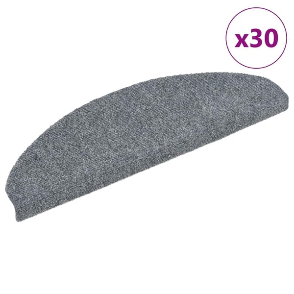 vidaXL Trappematter selvklebende 30 stk 65x21x4 cm lysegrå halvrund store