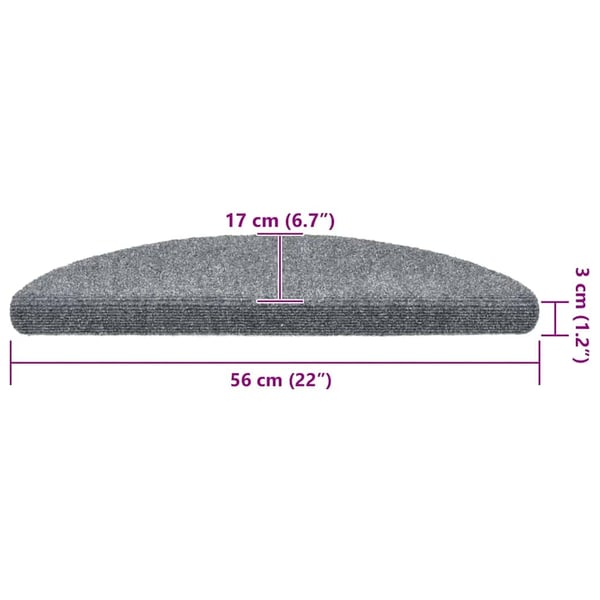 vidaXL trappemåtter selvklæbende 20 stk. 56x17x3 cm lysegrå halvrunde