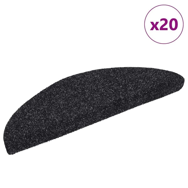 vidaXL Trappematter selvklebende 20 stk 56x17x3 cm svarte halvrund