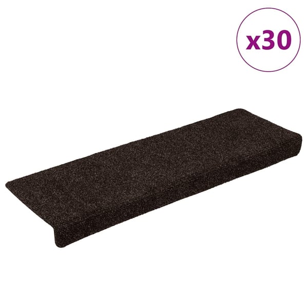 vidaXL Trappematter selvklebende 30 stk 65x21x4 cm brun rektangulær kant