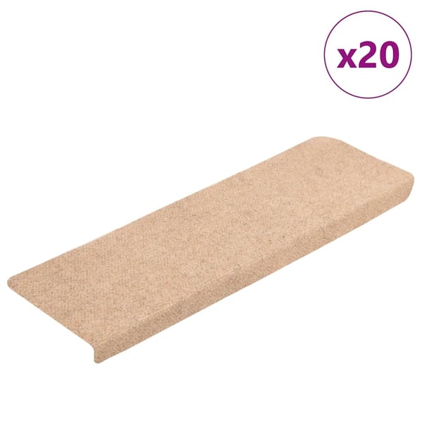 vidaXL Trappematter selvklebende 20 stk 65x21x4 cm lysebrun rektangulær kant