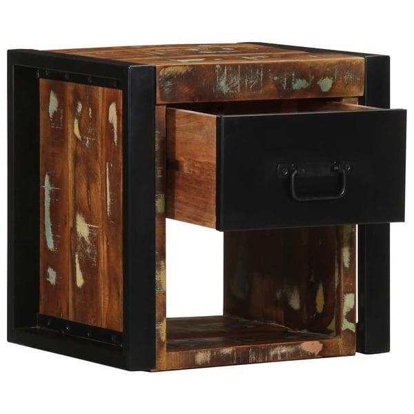 vidaXL Nattbord flerfarget 40x35x40 cm gjenvunnet heltre