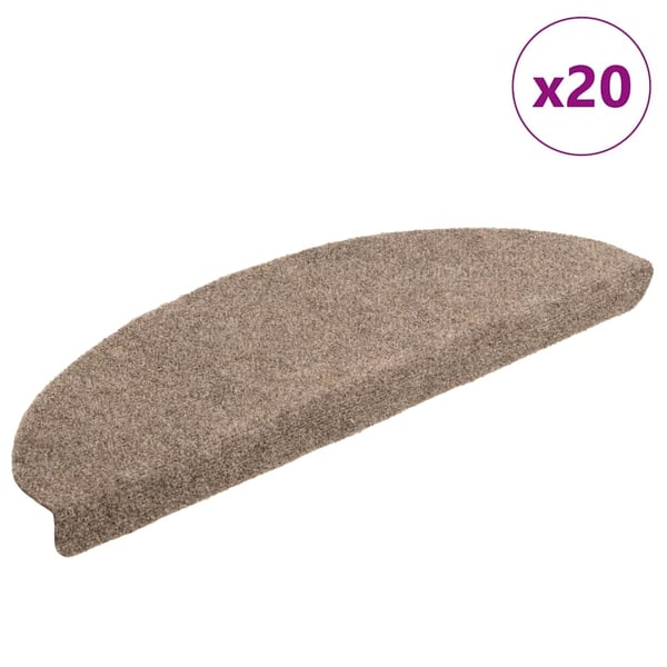 vidaXL Trappematter selvklebende 20 stk 65x21x4 cm beige halvrund store
