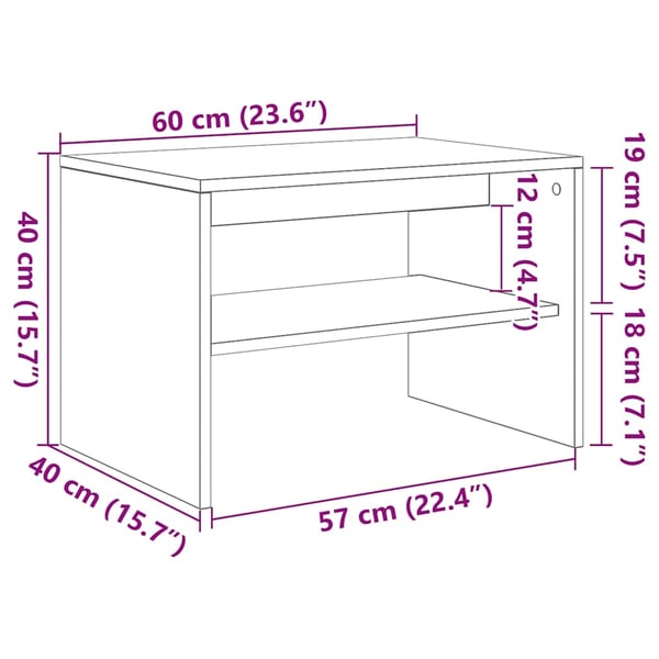 vidaXL TV-benk artisan eik 60x40x40 cm konstruert tre