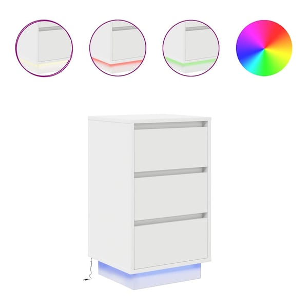 vidaXL Sängbord med LED-lampor vit 38x34x65 cm