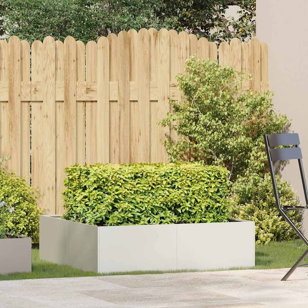 vidaXL Plantekasse hvit 100x100x30 cm stål