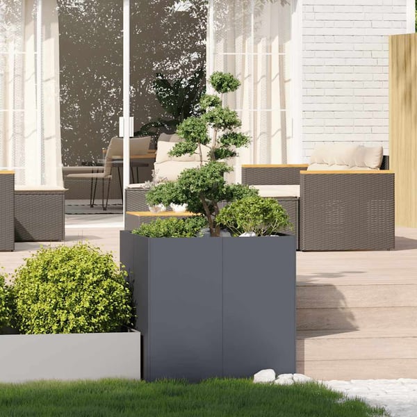 vidaXL Plantekasse antrasitt 80x80x80 cm stål
