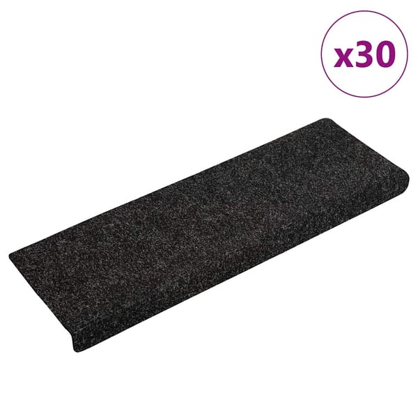 vidaXL Trappematter selvklebende 30 stk 65x21x4 cm svart rektangulær kant