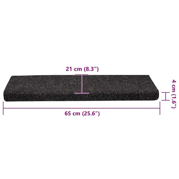 vidaXL Trappematter selvklebende 30 stk 65x21x4 cm svart rektangulær kant