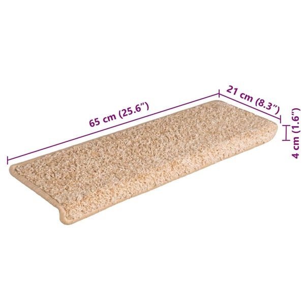 vidaXL Trappematter 30 stk 65x21x4 cm gull rektangulær kant