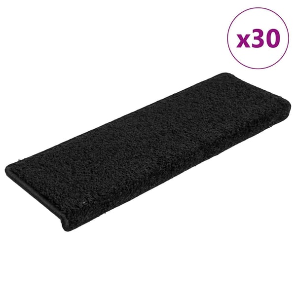 vidaXL Trappematter 30 stk 65x21x4 cm svart rektangulær kant