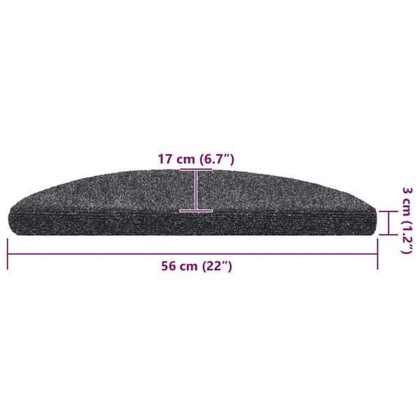 vidaXL Trappematter selvklebende 20 stk 56x17x3 cm mørkegrå halvrund