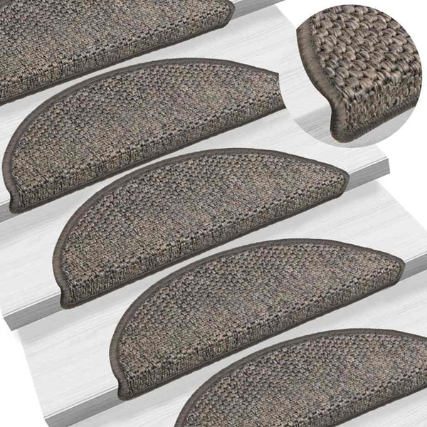 vidaXL Selvklebende trappematter sisal 30 stk 56x17x3 cm grå og beige