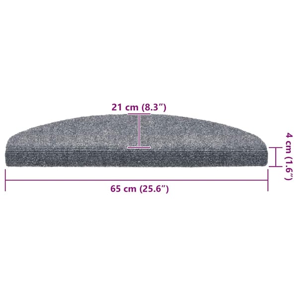 vidaXL Trappematter selvklebende 20 stk 65x21x4 cm lysegrå halvrund store