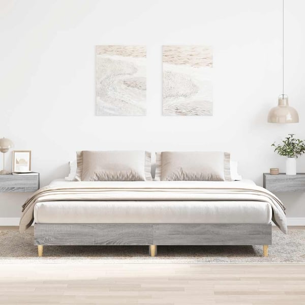 vidaXL Sengeramme uten madrass grå sonoma 160x200 cm konstruert tre