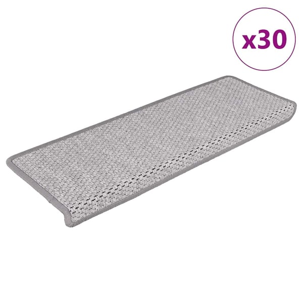 vidaXL Selvklebende trappematter sisal 30 stk 65x21x4 cm platina