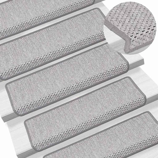 vidaXL Selvklebende trappematter sisal 30 stk 65x21x4 cm platina