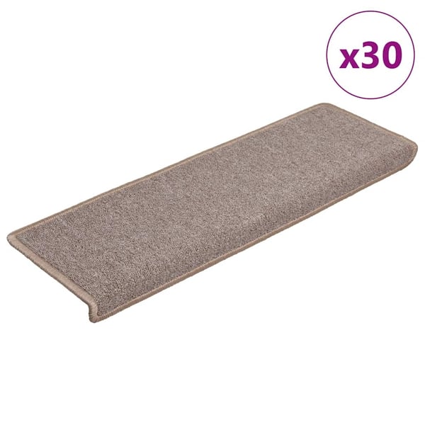 vidaXL trappemåtter 30 stk. 65x21x4 cm lysebrune rektangulære kanter