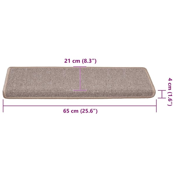 vidaXL Trappematter 30 stk 65x21x4 cm lysebrune rektangulære kanter