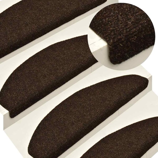 vidaXL Trappematter selvklebende 30 stk 65x21x4 cm brune halvrund store