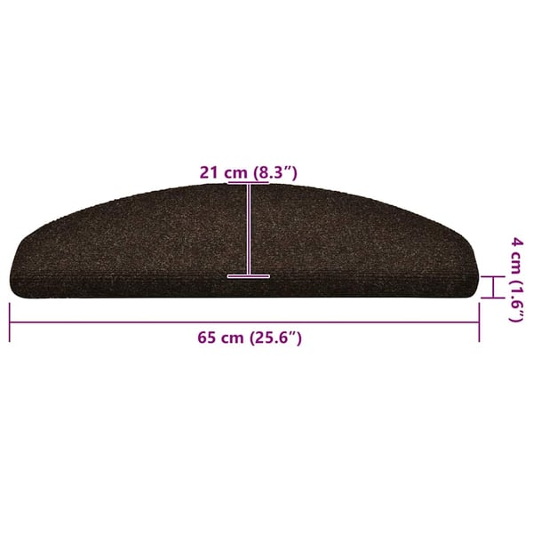 vidaXL Trappematter selvklebende 30 stk 65x21x4 cm brune halvrund store