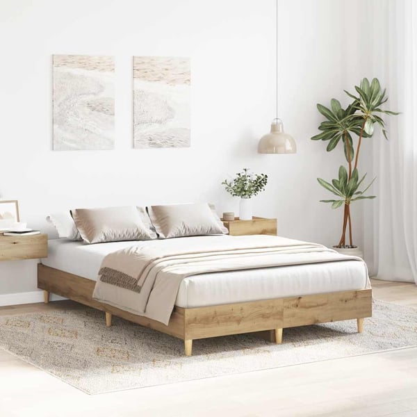 vidaXL Sengeramme uten madrass artisan eik 120x190 cm konstruert tre