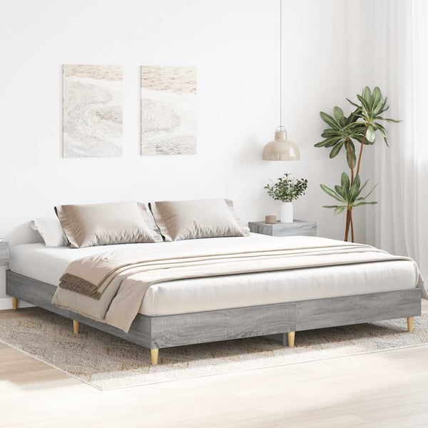 vidaXL sengestel uden madras 200x200 cm konstrueret træ grå sonoma-eg