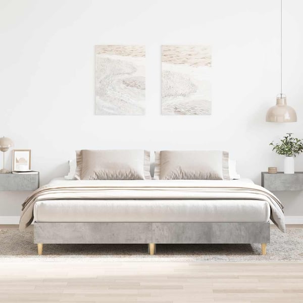 vidaXL Sengeramme uten madrass betonggrå 200x200 cm konstruert tre