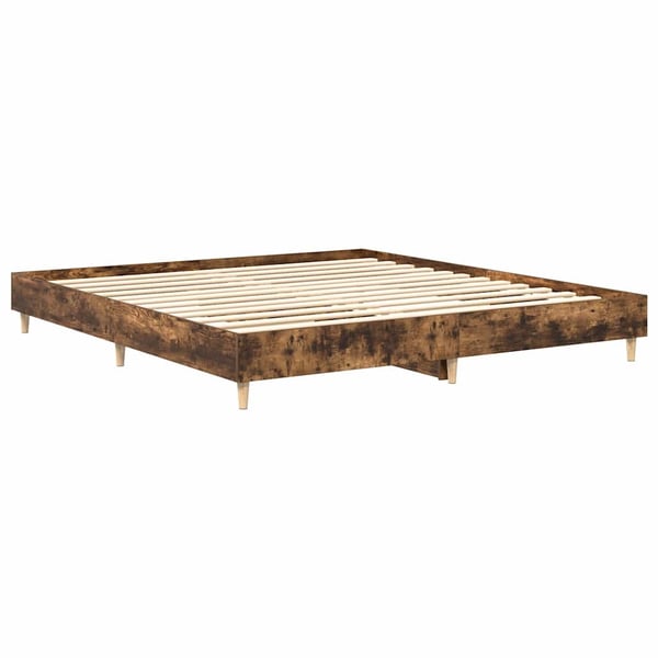 vidaXL Sengeramme uten madrass madrass røkt eik 200x200 cm