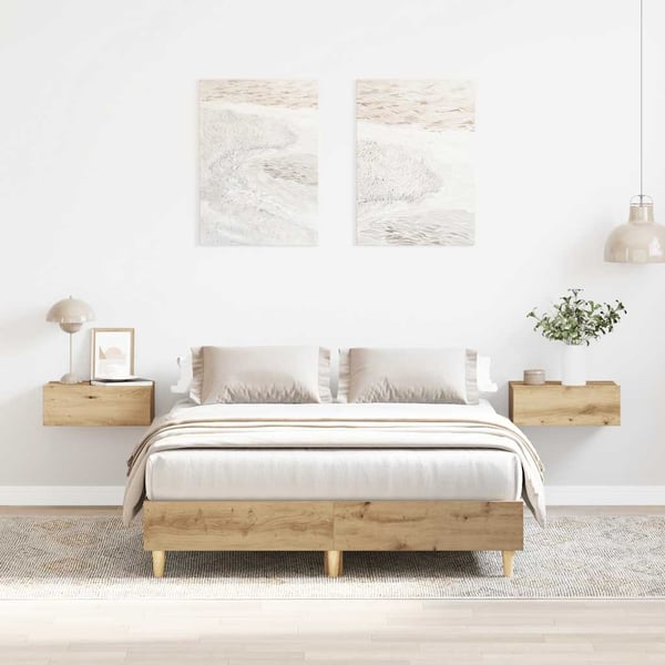 vidaXL Sengeramme uten madrass artisan eik 140x190 cm konstruert tre