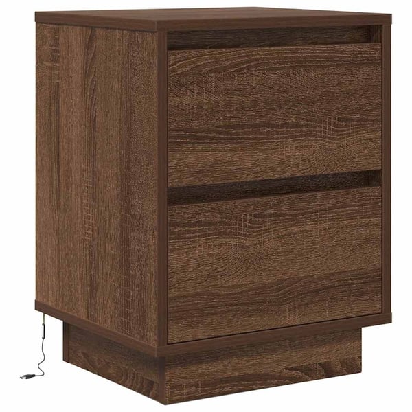 vidaXL Sengeskab med LED-lys Brun Eg 38x34x50 cm