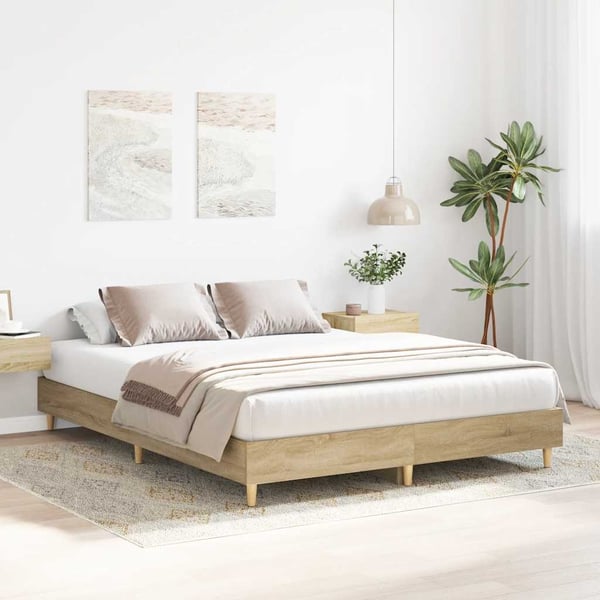 vidaXL Sengeramme uten madrass sonoma eik 140x200 cm konstruert tre