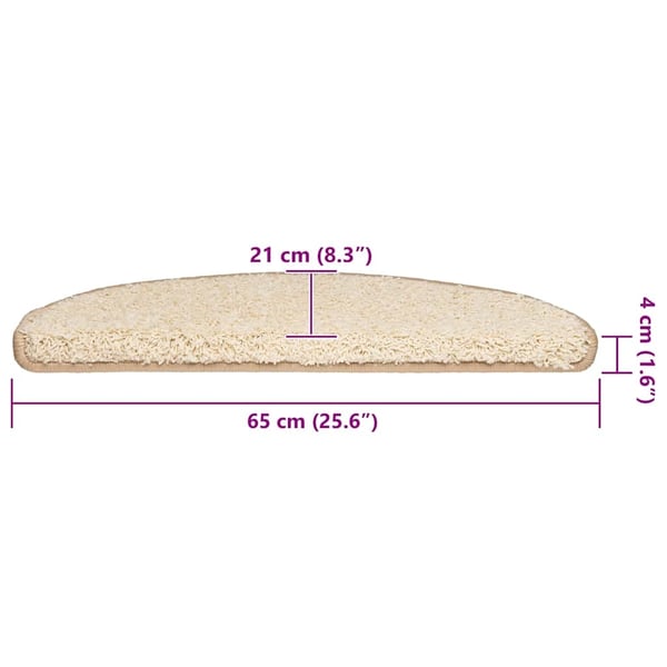 vidaXL Trappematter 30 stk 65x21x4 cm kremfarget halvrund stor
