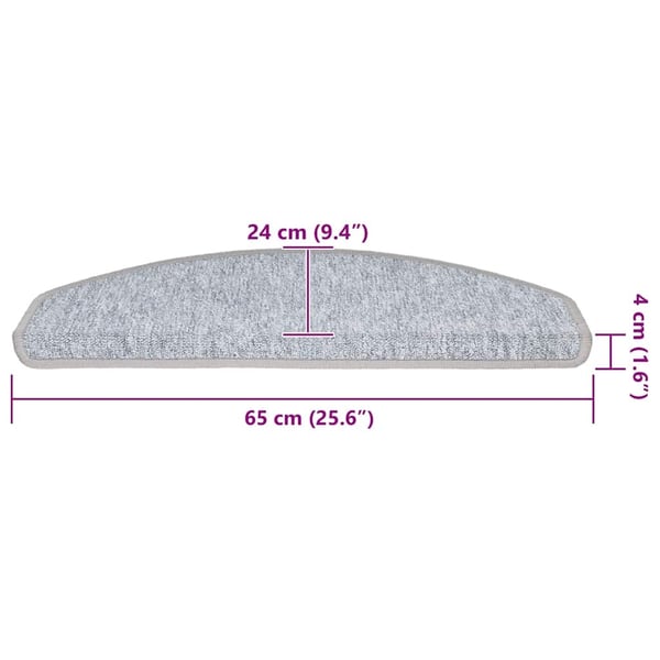 vidaXL trappemåtter 30 stk. 65 x 24 x 4 cm lysegrå halvrunde store