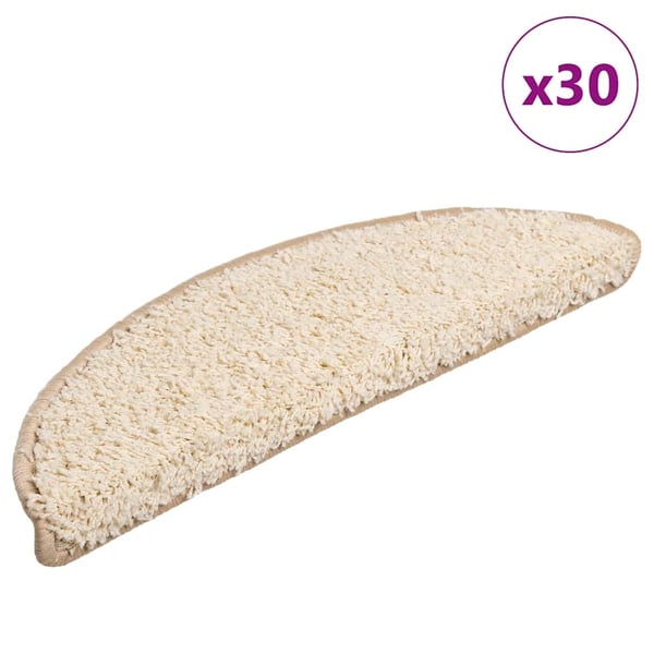 vidaXL Trappematter 30 stk 56x17x3 cm kremfargede halvrund