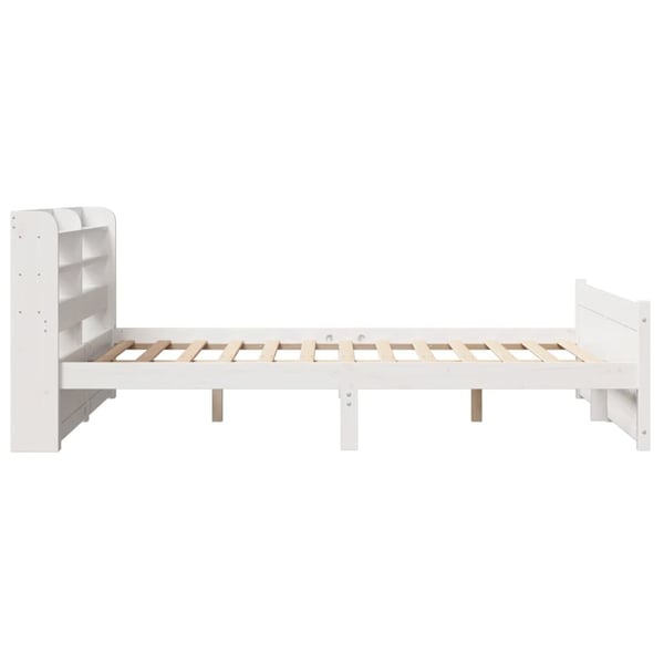 vidaXL Sengeramme med hodegavl hvit 135x190 cm heltre furu