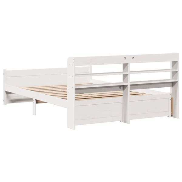 vidaXL Sengeramme med hodegavl hvit 135x190 cm heltre furu