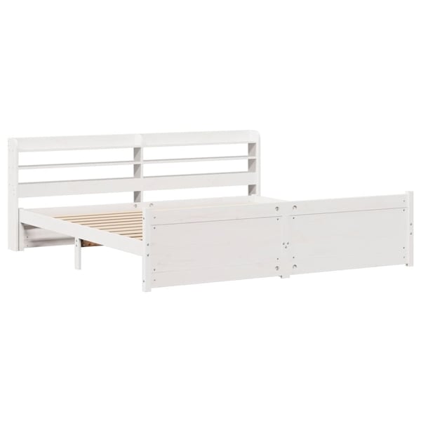 vidaXL Sengeramme med hodegavl hvit 180x200 cm heltre furu