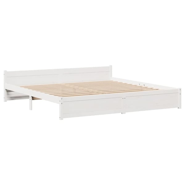 vidaXL Sengeramme med hodegavl hvit 180x200 cm heltre furu
