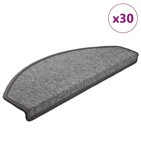 vidaXL Trappematter 30 stk 65x24x4 cm mørkegrå halvrund store