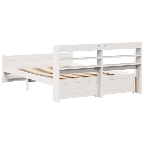 vidaXL Sengeramme med hodegavl hvit 150x200 cm heltre furu