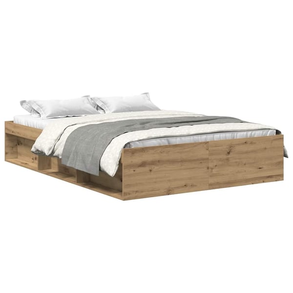 vidaXL Sengeramme uten madrass artisan eik 140x190 cm konstruert tre