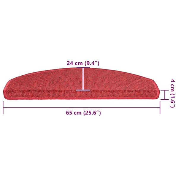 vidaXL Trappematter 30 stk 65x24x4 cm rød halvrund store