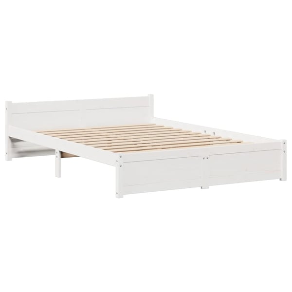 vidaXL Sengeramme med hodegavl hvit 120x200 cm heltre furu