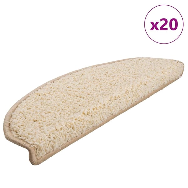 vidaXL Trappematter 20 stk 65x21x4 cm kremfarget halvrund stor